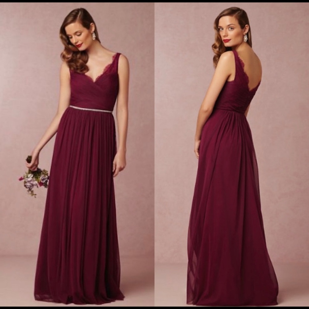 BHLDN Hitherto Fleur Burgundy Gown